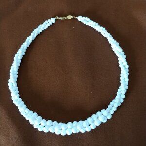 VTG Signed NAPIER Triple Strand Twisted Graduated Bead Lucite Necklace Gold Meta